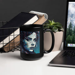 Drawing Delight Mug on a desk filled with creative drawing tools.