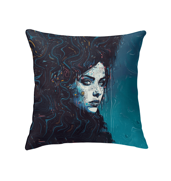 Artistic Drawing Delight indoor pillow on a cozy couch.