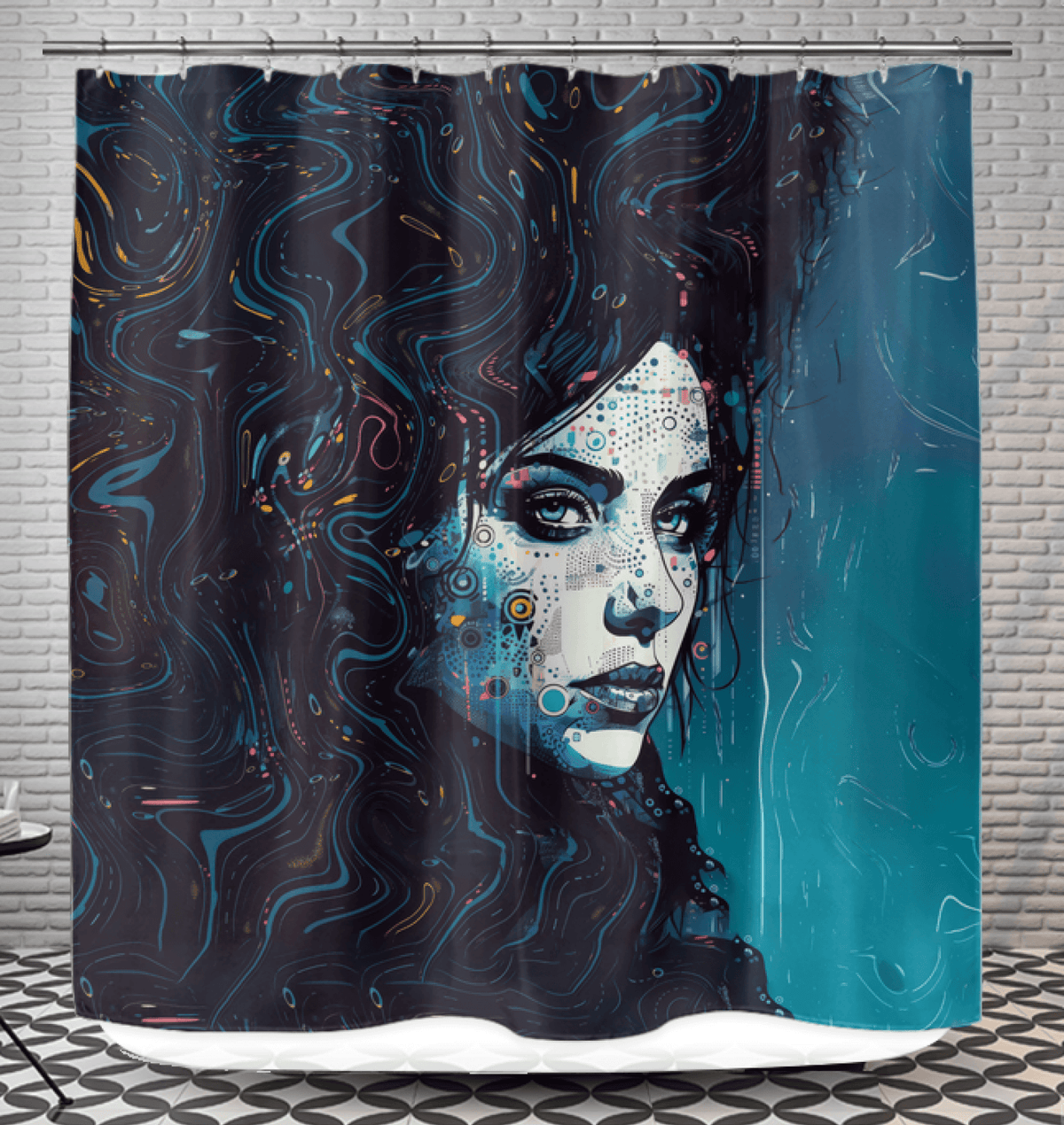 Artistic Drawing Delight Shower Curtain enhancing bathroom ambiance.