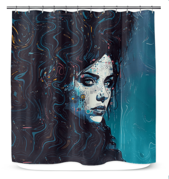 Colorful Drawing Delight Shower Curtain with abstract design.