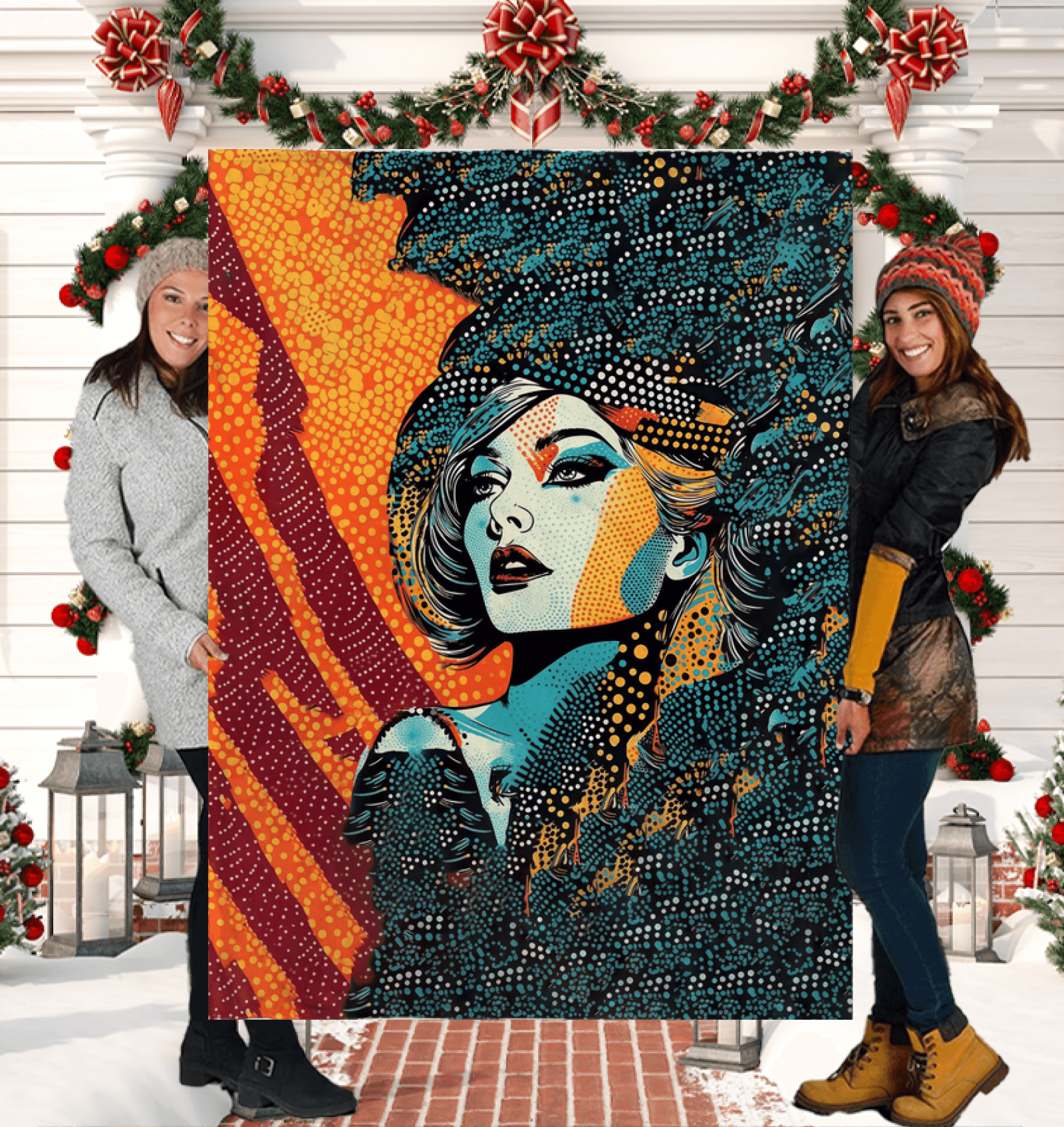 Close-up of the Drawing Design Sherpa Blanket's soft and fluffy texture.