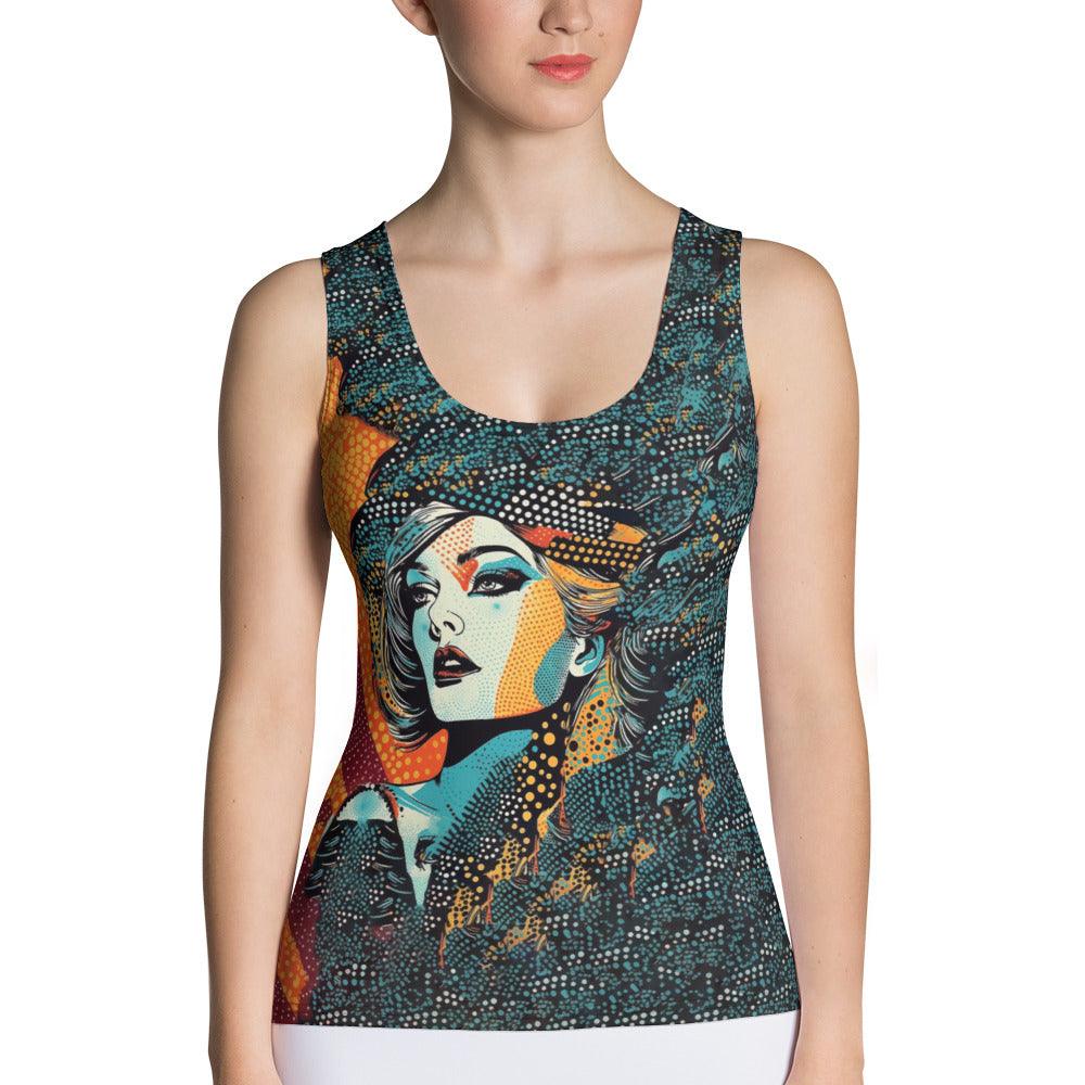 Creative Drawing Design Tank Top - Side View.