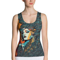 Creative Drawing Design Tank Top - Side View.