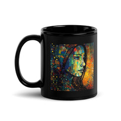Art-inspired black glossy mug for coffee or tea - Drawing Dimensions II.