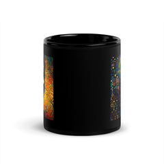 Side view of Drawing Dimensions II black mug showcasing glossy texture.