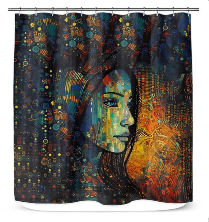 Close-Up Detail of Drawing Dimensions II Shower Curtain Design.