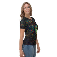 Model wearing Drawing Dimensions II Women's T-shirt to display fit and style.