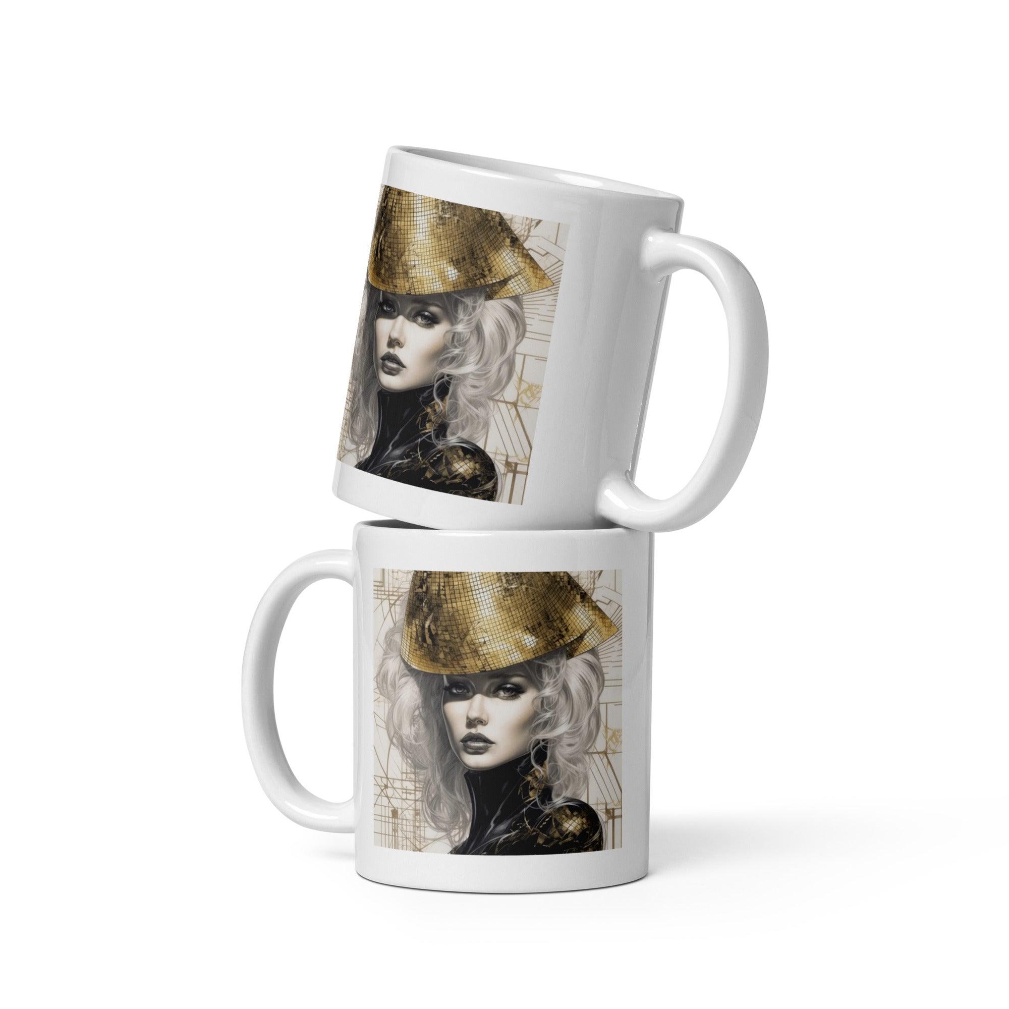 White Ceramic Mug with Artistic Design - Shop Now