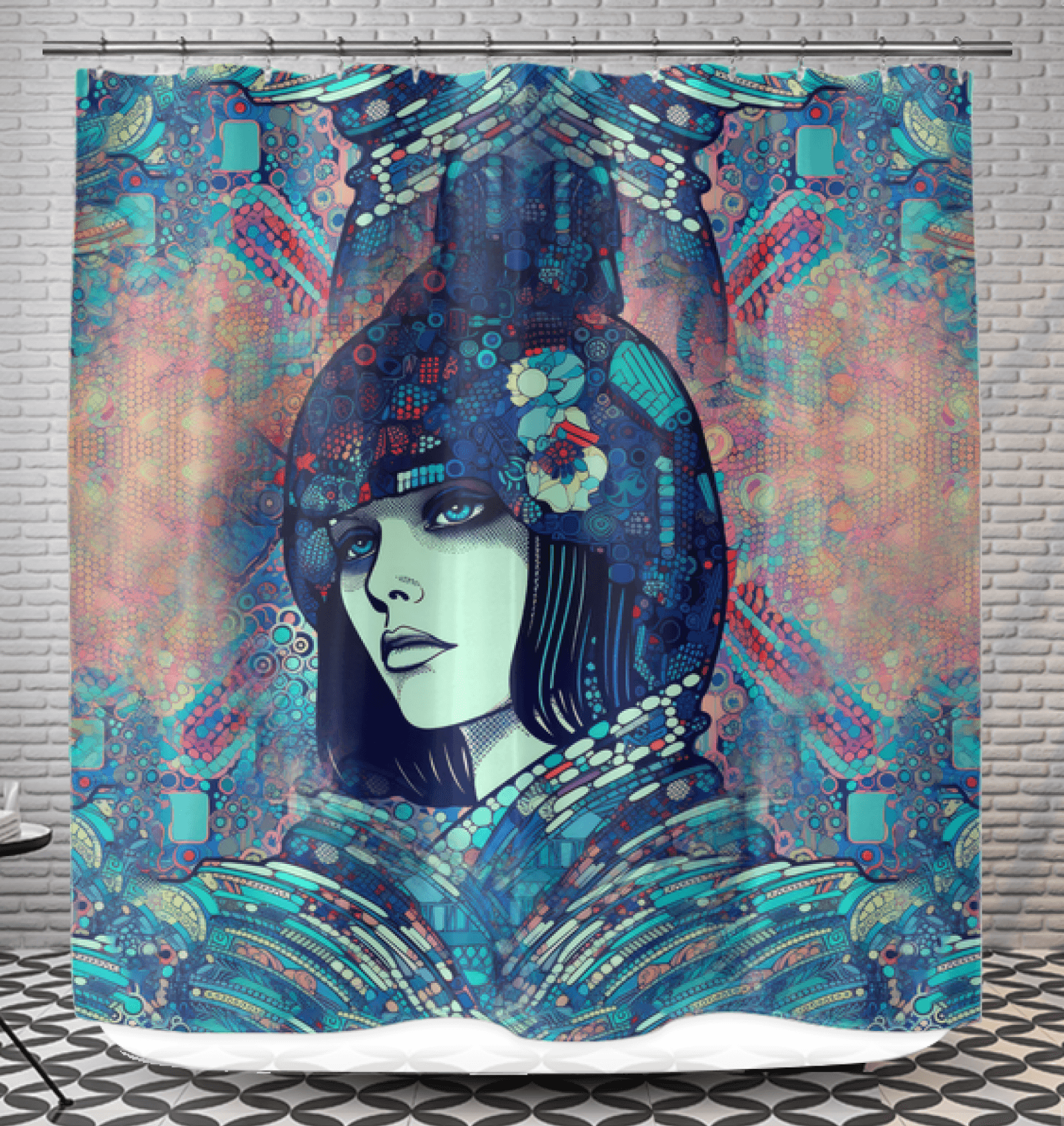 Artistic Drawing Dynamics III shower curtain featuring abstract design.