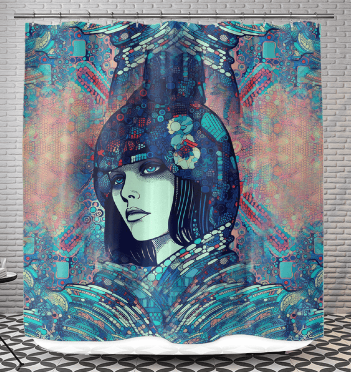 Artistic Drawing Dynamics III shower curtain featuring abstract design.