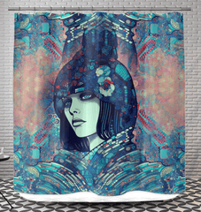 Artistic Drawing Dynamics III shower curtain featuring abstract design.