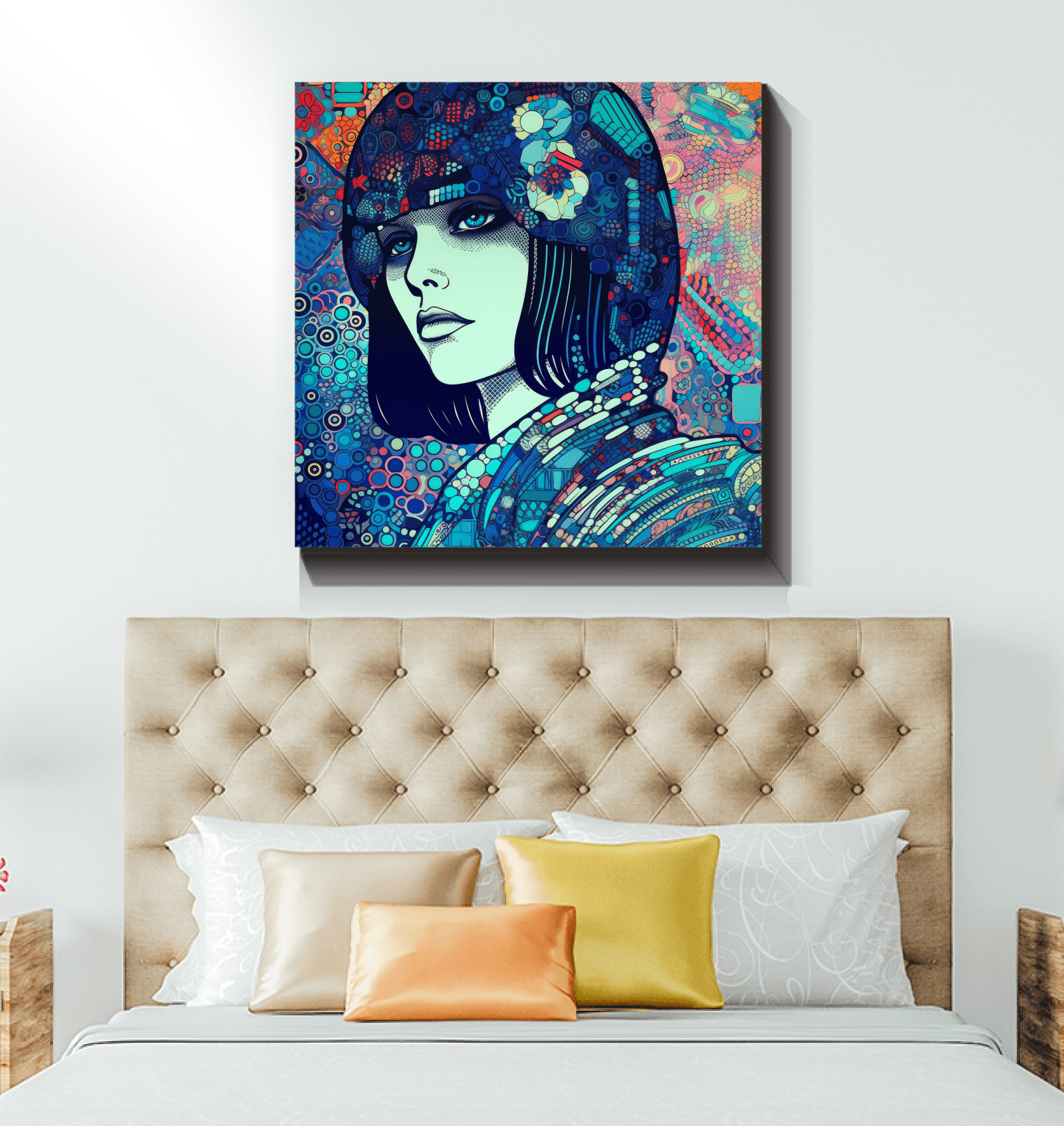 Drawing Dynamics III art work as part of a stylish home office decor.