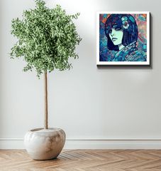 Drawing Dynamics III Wrapped Canvas on display in a modern living room.