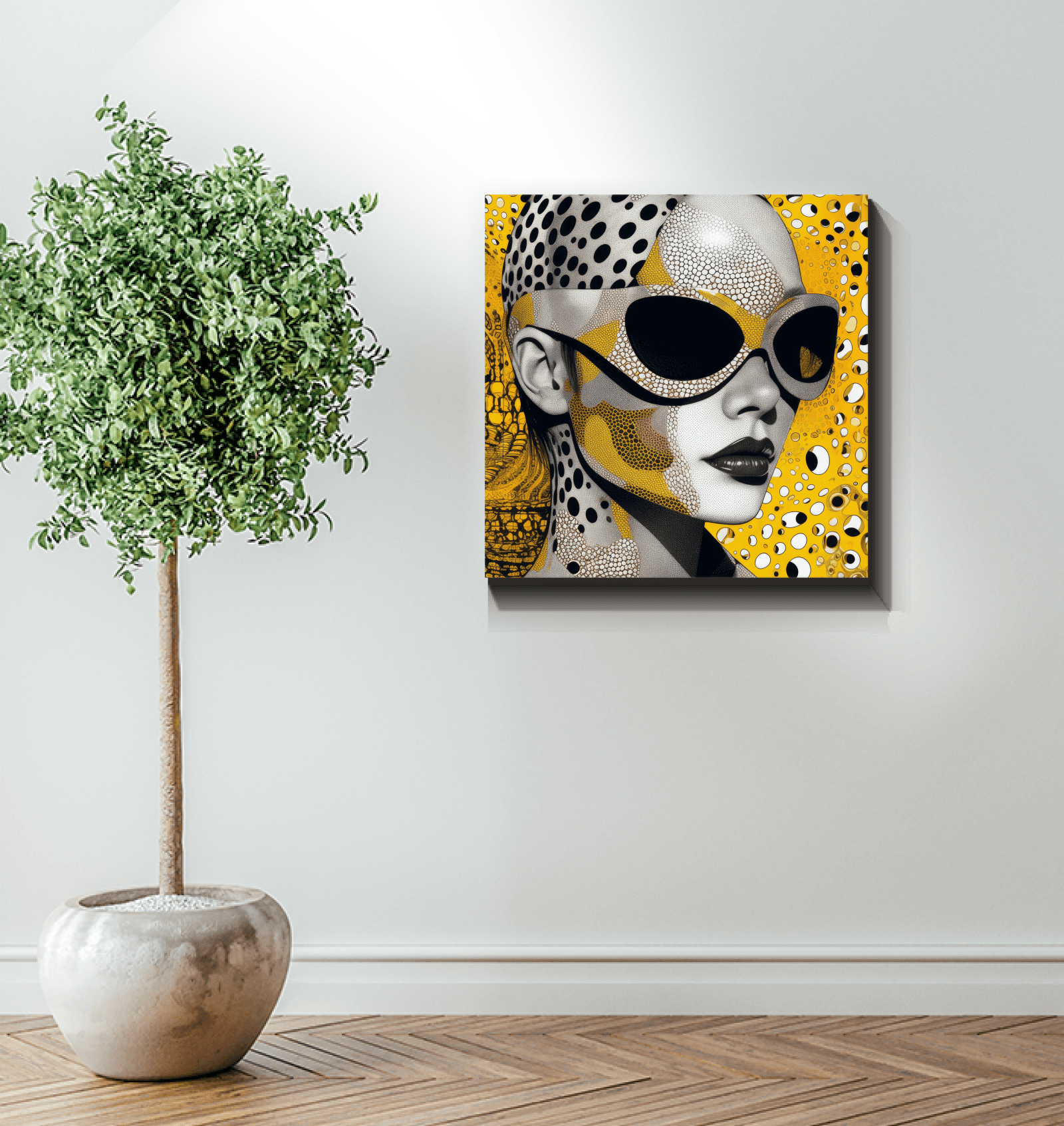 Artistic representation of space and form on Drawn Dimensions II canvas.