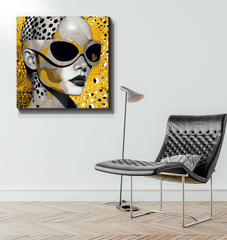 Gallery view of Drawn Dimensions II wrapped canvas in a modern setting.