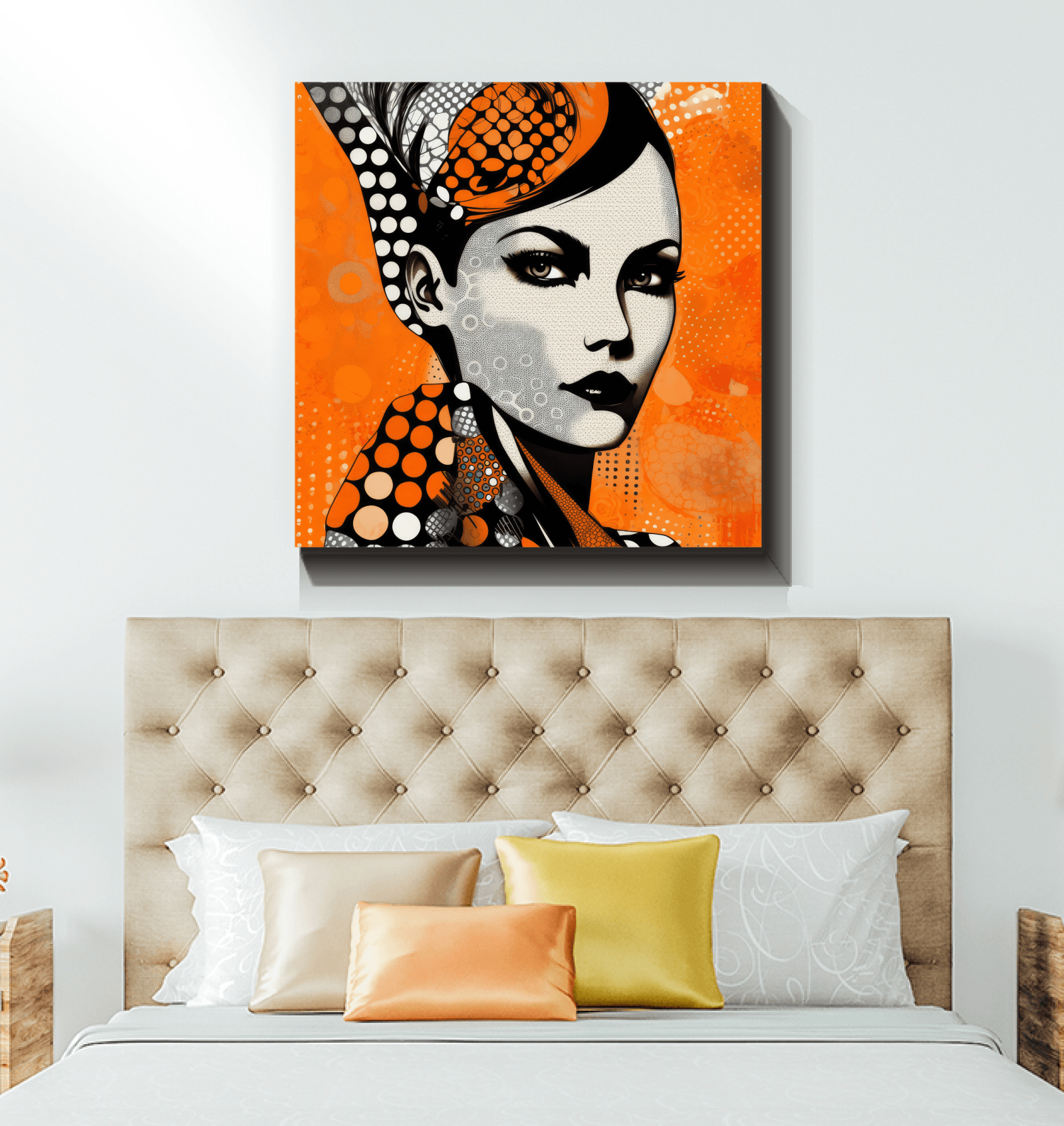 Abstract art drawn dreams wrapped canvas on display
