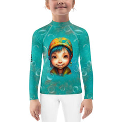 Dreamlands Precious Gazes Kids Rash Guard front view.