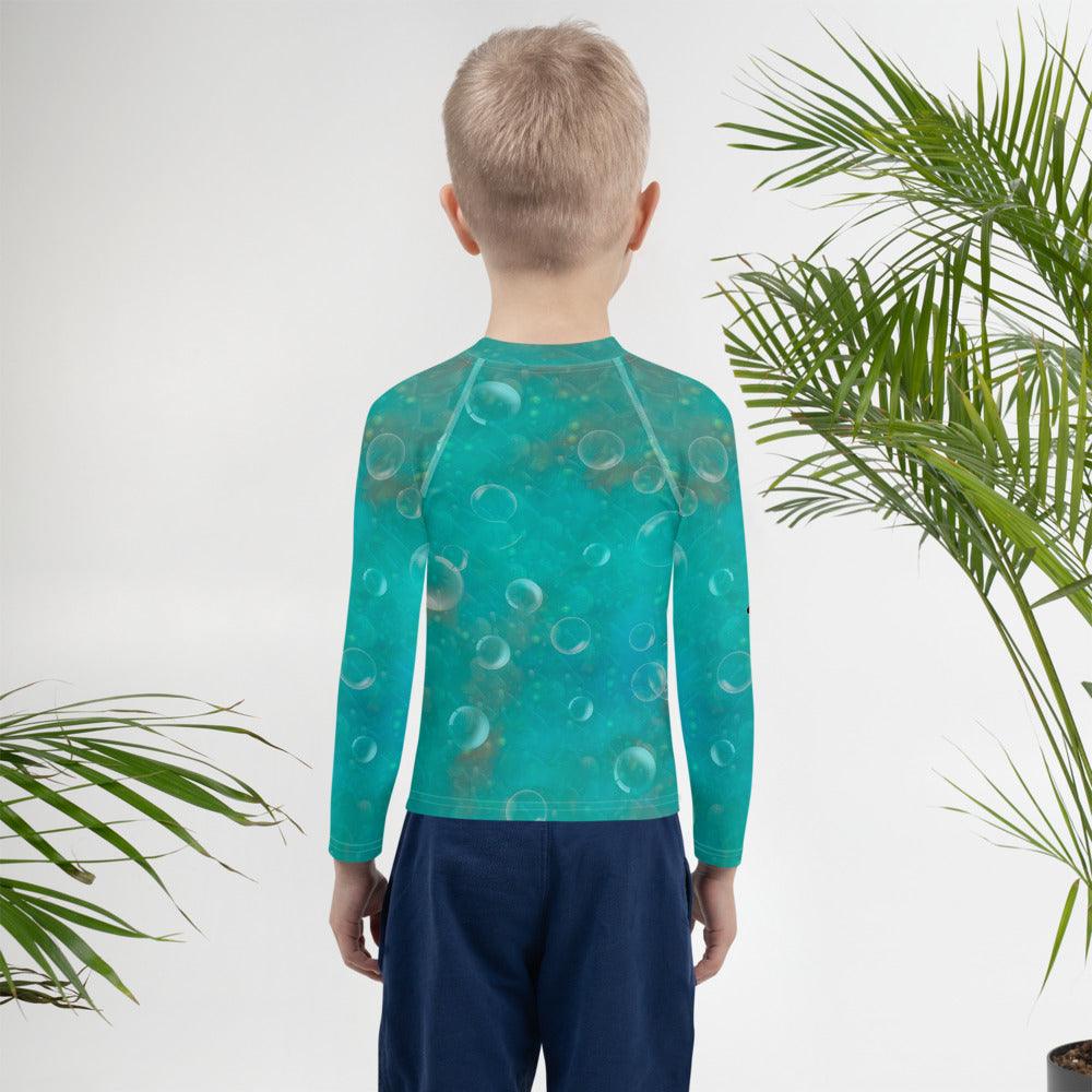 Dreamlands Precious Gazes design close-up on Kids Rash Guard.