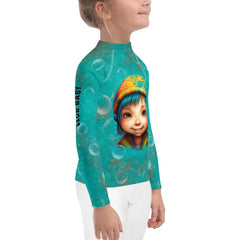 Kids Rash Guard with Dreamlands Precious Gazes print detail.