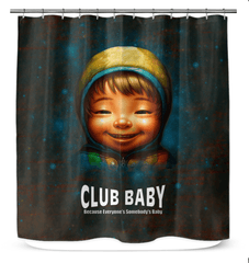 Ethereal angelic eyes shower curtain enhancing bathroom ambiance.