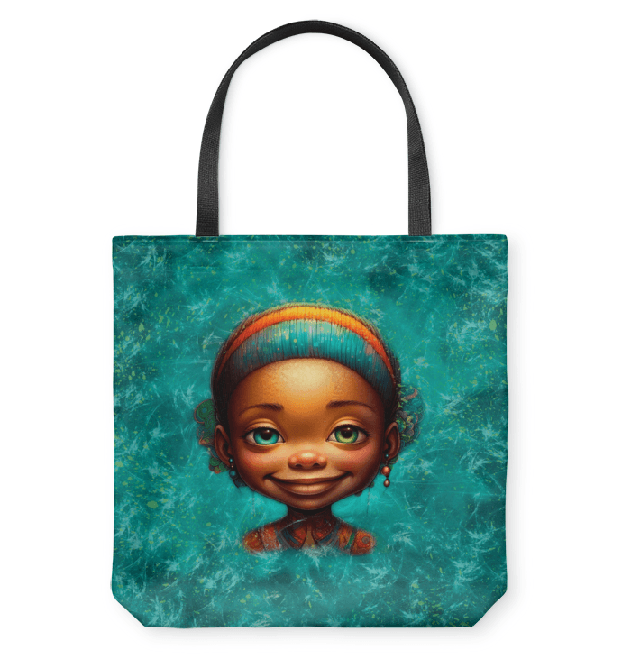 Dreamy Eyes Of Fantasy pattern on eco-friendly basketweave tote bag.