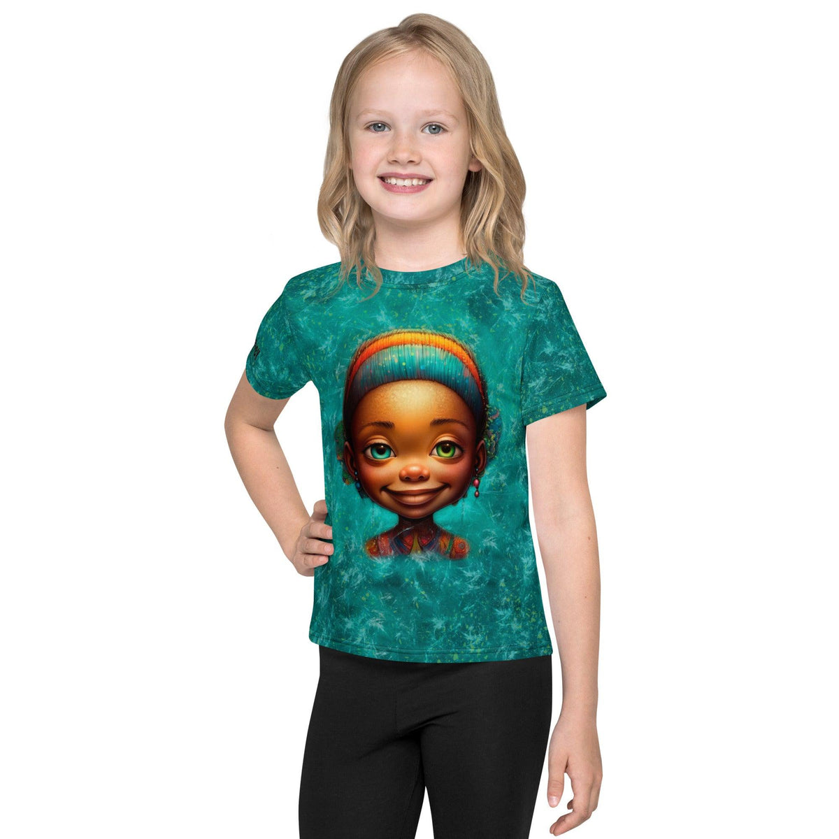 Child wearing Dreamy Eyes Of Fantasy Kids T-Shirt with a vibrant design.