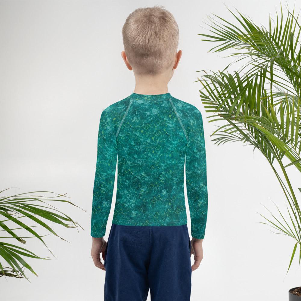 Close-up of the vibrant Dreamy Eyes design on Kids Rash Guard.