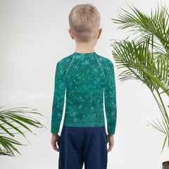 Close-up of the vibrant Dreamy Eyes design on Kids Rash Guard.