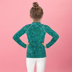 Detail of the Dreamy Eyes pattern on protective Kids Rash Guard.