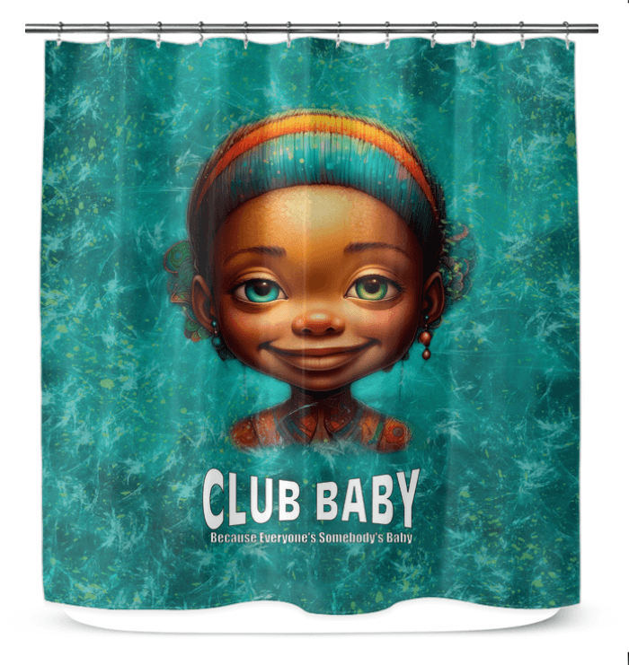 Dreamy Eyes Of Fantasy art on a shower curtain, enhancing bathroom decor.