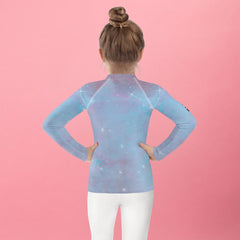 Up-close detail of Dreamy Gazes Fantasy Kids Rash Guard material.