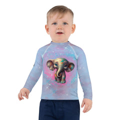 Back view of Fantasy Kids Rash Guard showcasing dreamy design.