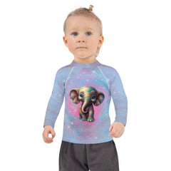 Child ready for swim in stylish Fantasy Kids Rash Guard.