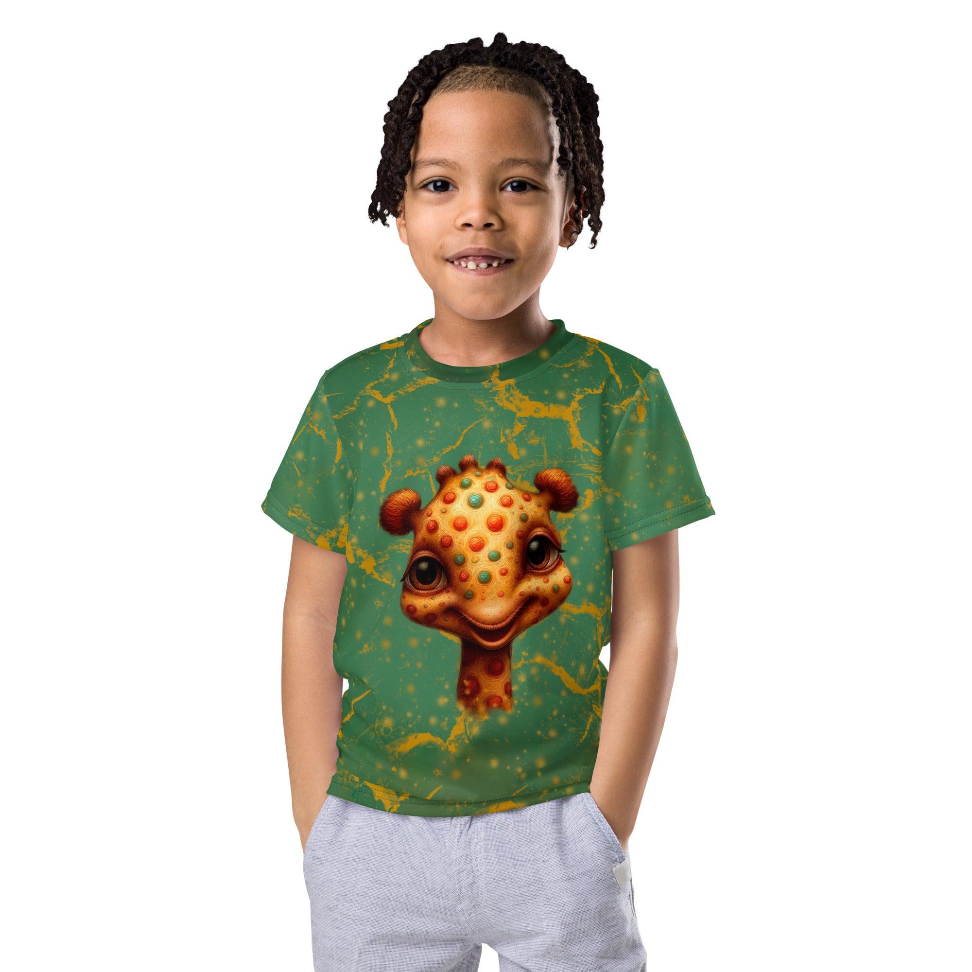 Child wearing Dreamy Giraffe Vision Crew Neck T-shirt.