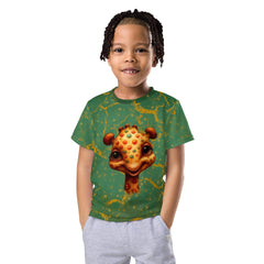 Child wearing Dreamy Giraffe Vision Crew Neck T-shirt.