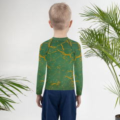 Dreamy Giraffe Vision Kids Rash Guard detail shot showing giraffe pattern.
