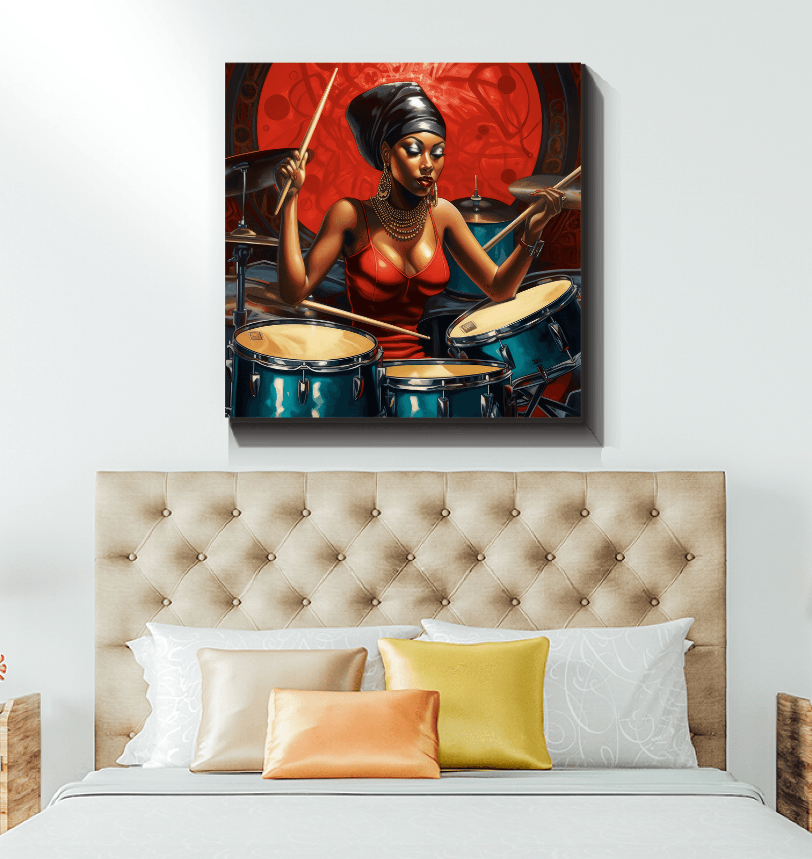 Drums Express Emotions artwork on canvas.