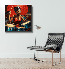 Music and rhythm themed canvas wall piece.