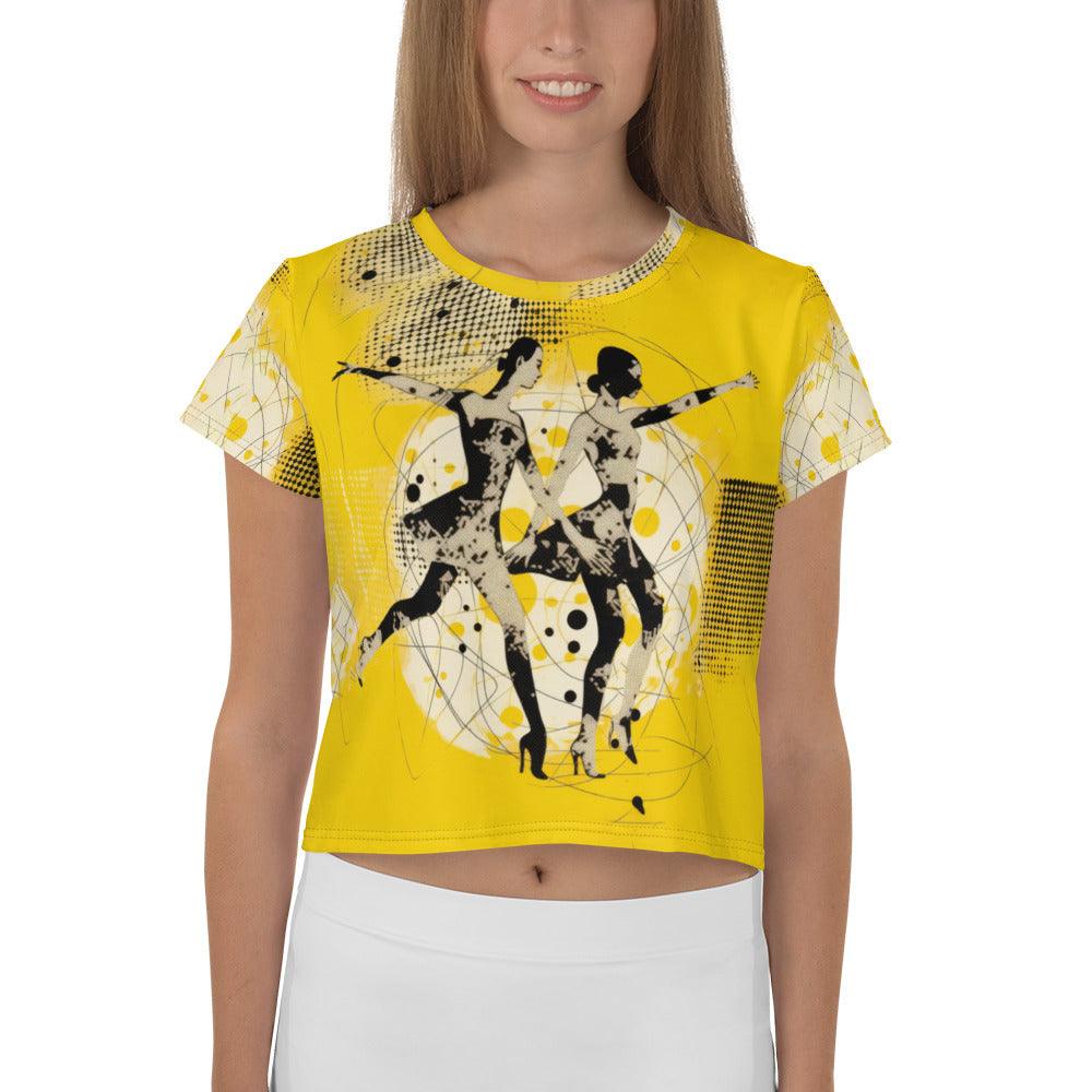 Dynamic Women's Dance Attire All-Over Print Crop Tee - Beyond T-shirts