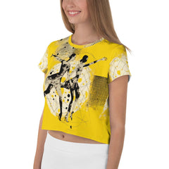 Dynamic Women's Dance Attire All-Over Print Crop Tee - Beyond T-shirts