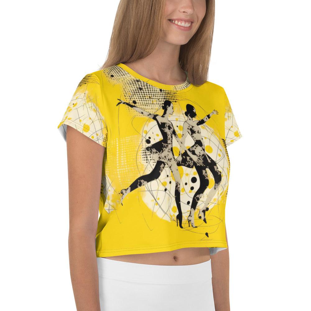 Dynamic Women's Dance Attire All-Over Print Crop Tee - Beyond T-shirts