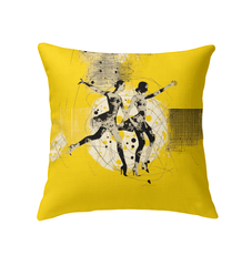 Dynamic Women's Dance Attire themed indoor pillow on a couch.