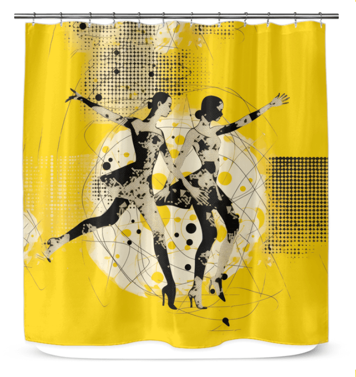 Vibrant and colorful women's dance attire pattern on shower curtain