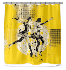 Vibrant and colorful women's dance attire pattern on shower curtain
