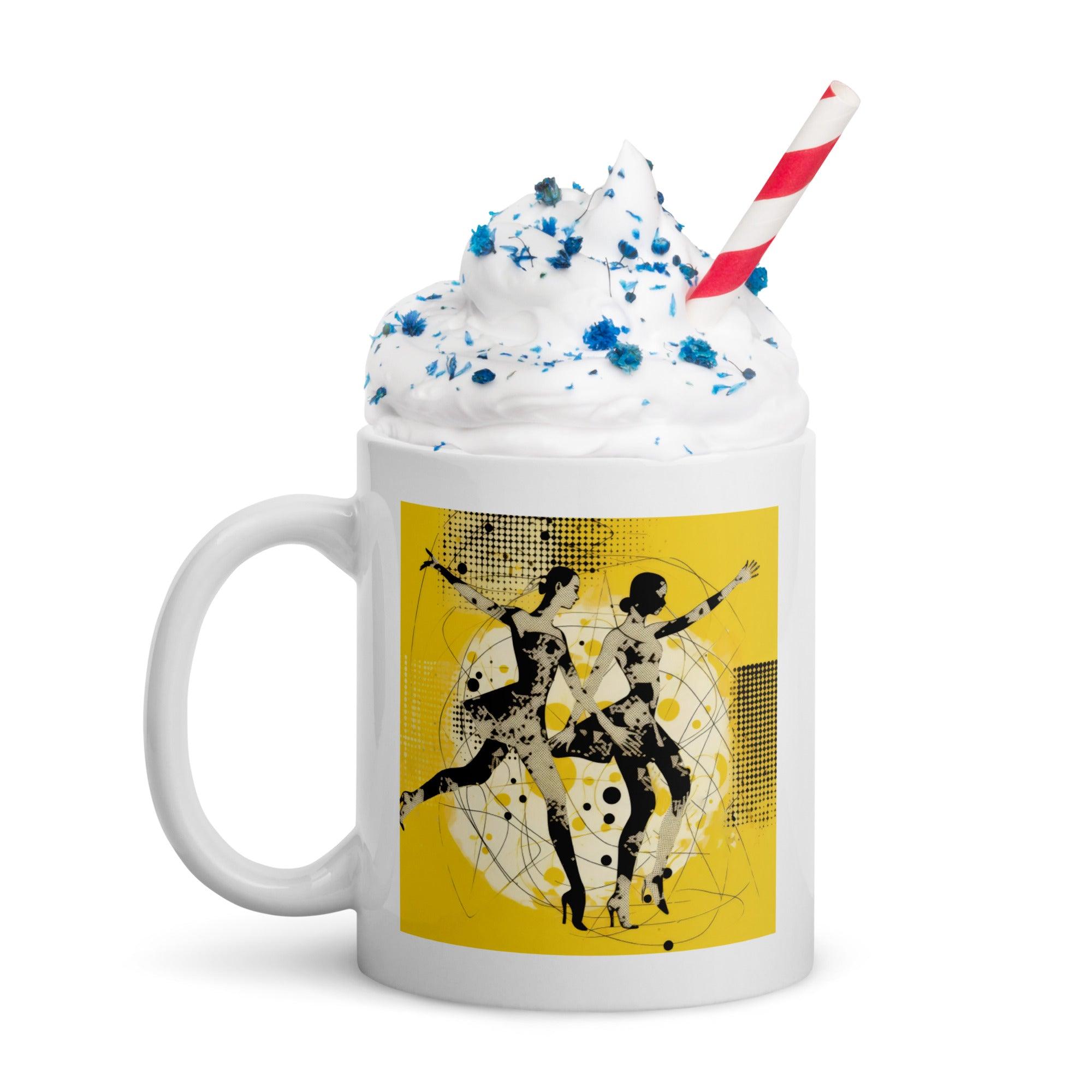 Elegant dance-themed glossy white coffee mug