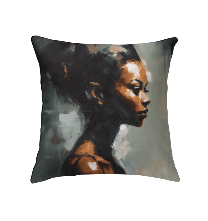 Electro Beats decorative indoor pillow on a modern sofa.