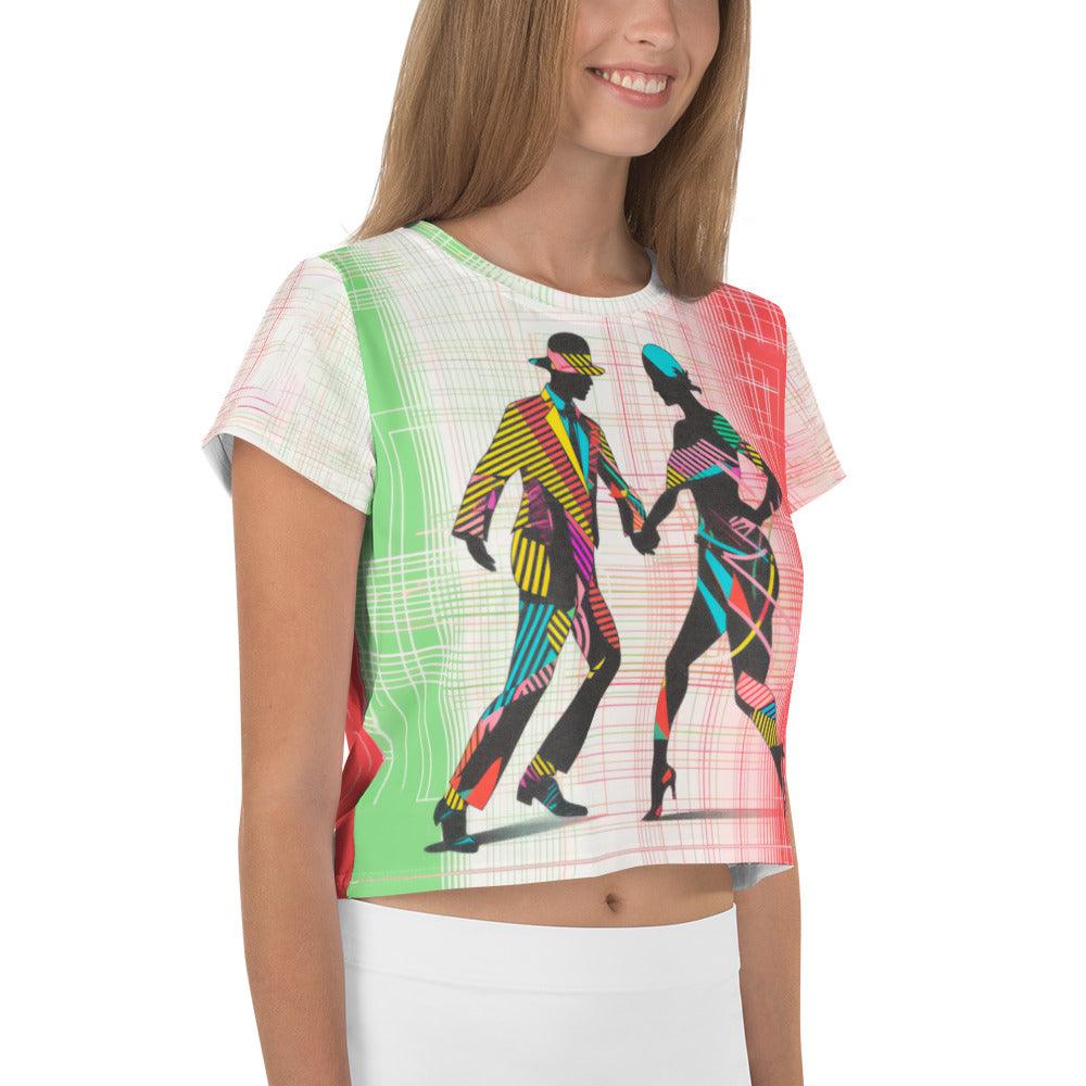 Trendy and vibrant balletic pairs crop tee for a bold look.