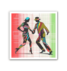 Elegant balletic pairs canvas showcasing dancers in motion.