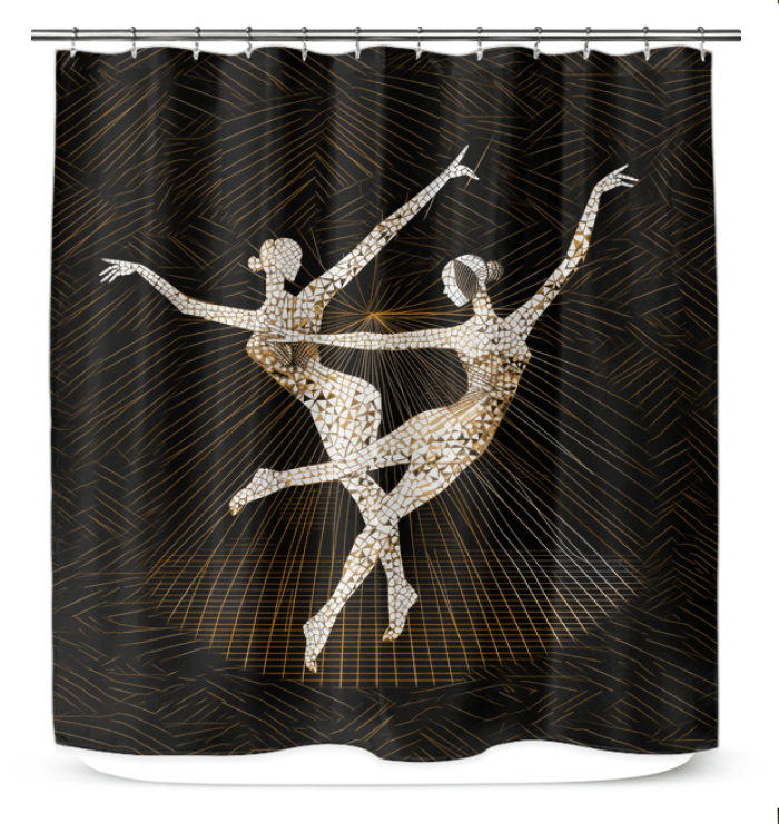 Stylish bathroom curtain with graceful dance-inspired pattern