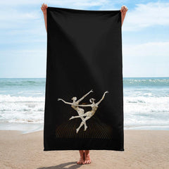 Elegant towel with feminine dance motion design, perfect for dancers.
